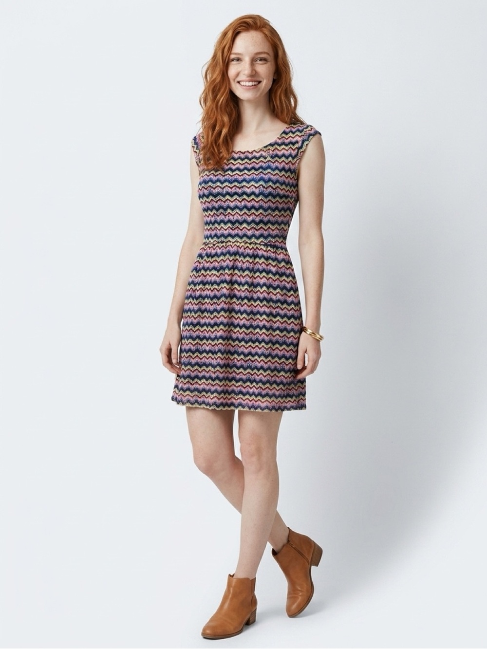 Bebop Mulitcolored chevron pattern dress